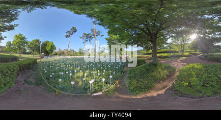 Visualizzazione panoramica a 360 gradi di Ansan, Corea del Sud - 12 giugno 2019. Panorama a 360 gradi vista parco. Foresta e parco 360 immagine, VR AR contenuto.
