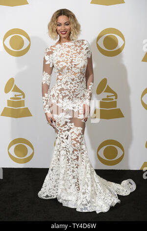 Beyonce appare dietro le quinte 56th Annual Grammy Awards a Staples Center a Los Angeles il 26 gennaio 2014. UPI/Fil McCarten Foto Stock