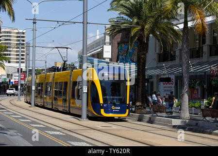 Light Rail - tram sulla Gold Coast di Queensland in Australia Foto Stock