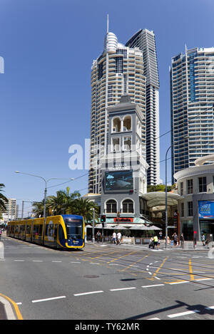 Light Rail - tram sulla Gold Coast di Queensland in Australia Foto Stock