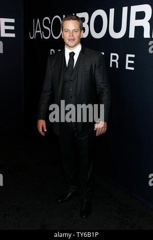 Membro del cast Matt Damon assiste la premiere del film thriller 'Jason Bourne' al Caesars Palace a Las Vegas, Nevada sulla luglio 18, 2016. Trama: Jason Bourne, ora ricordare che egli è veramente, cerca di scoprire le verità nascoste riguardo al suo passato. Foto di James Atoa/UPI Foto Stock