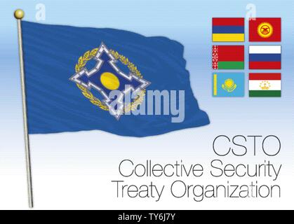 CSTO - sicurezza collettiva Organizzazione del trattato di bandiera, Russia, illustrazione vettoriale Illustrazione Vettoriale