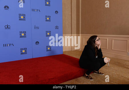 La camera fotografica giace ancora come sono in corso preparativi per la 74Annuale di Golden Globe Awards presso il Beverly Hilton Hotel di Beverly Hills, la California il 7 gennaio 2017. 74a Golden Globe Awards il riconoscimento di eccellenza nei film e in televisione sarà teletrasmesso in diretta su NBC dal Beverly Hilton domenica 8 gennaio 2017. Foto di Jim Ruymen/UPI Foto Stock