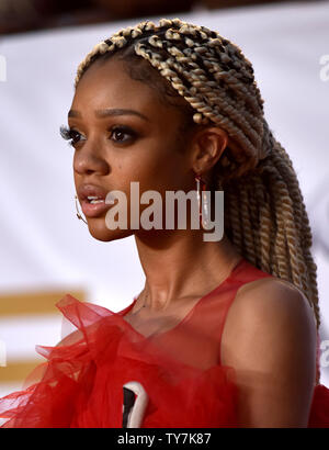 Tiffany Boone arriva per la quarantanovesima NAACP Image Awards a Pasadena Civic Auditorium di Pasadena, in California, il 15 gennaio 2018. Il NAACP Image Awards celebra i successi delle persone di colore e nei settori della televisione, musica, letteratura e film e successi anche i singoli o i gruppi che promuovono la giustizia sociale attraverso sforzi creativi. Foto di Christine masticare/UPI Foto Stock