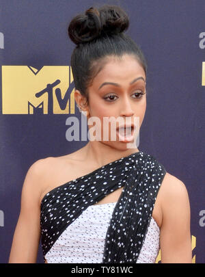 L'attrice Liza Koshy assiste gli MTV Movie & TV premi al Barker Hangar di Santa Monica, in California, il 16 giugno 2018. Sarà la ventisettesima edizione dei premi e la seconda a congiuntamente onore di film e programmi televisivi. La mostra sarà il nastro sul Sabato, 16 Giugno e aria di Lunedì, Giugno 18th. Foto di Jim Ruymen/UPI Foto Stock