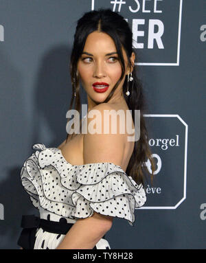 L'attrice Olivia Munn assiste la ventiquattresima edizione critica' Choice Awards a Barker appendiabiti in Santa Monica, in California, il 13 gennaio 2019. Foto di Jim Ruymen/UPI Foto Stock