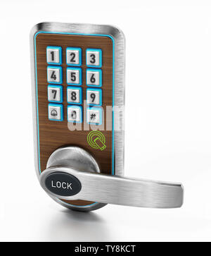 Digital security keypad e la manopola sullo sportello. 3D'illustrazione. Foto Stock