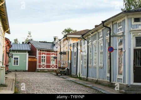 RAUMA - FINLANDIA IL 07/31/ 2009 case di legno nella città di Rauma, Patrimonio Mondiale dell Unesco, Finlandia, Foto Stock