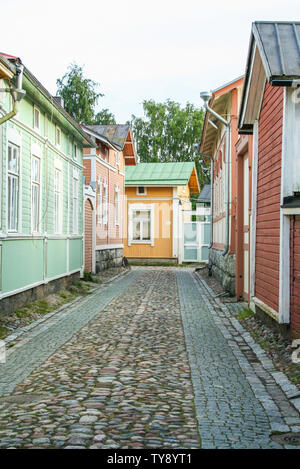 RAUMA - FINLANDIA IL 07/31/ 2009 case di legno nella città di Rauma, Patrimonio Mondiale dell Unesco, Finlandia, Foto Stock