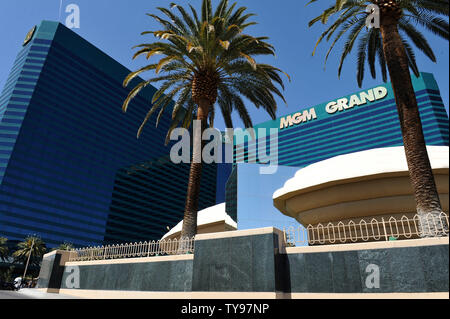 La MGM Grand Hotel and Casino, raffigurato su Aprile 3, 2009, ospiterà la quarantaquattresima Accademia annuale dei premi di musica country di domenica 5 aprile a Las Vegas. (UPI foto/Kevin Dietsch) Foto Stock