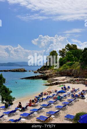 Spiaggia Bataria,Kassiopi,Kassopaia,Isole Ionie, Corfù ,Grecia Foto Stock