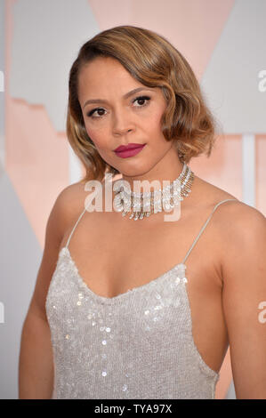 Carmen Ejogo arriva sul tappeto rosso al 87th Academy Awards a Hollywood & Highland Center di Los Angeles il 22 febbraio 2015. Foto di Kevin Dietsch/UPI Foto Stock