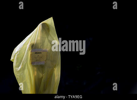 Un oggetto Oscar statua è visto in una zona di stoccaggio appena fuori il tappeto rosso come sono in corso preparativi per l'ottantanovesimo annuale di Academy Awards nella sezione di Hollywood di Los Angeles il 24 febbraio 2017. Il 2017 Academy Awards avrà luogo domenica 25 febbraio. Foto di Kevin Dietsch/UPI Foto Stock