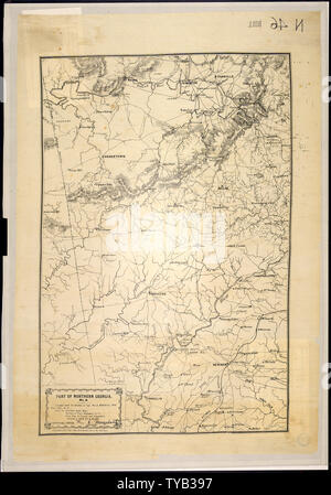 Parte del Nord della Georgia compilato sotto la direzione di Capt. Wm. E. Merrill, Chief, Top'l. Eng'r. D.C., dal Cherokee Mappe del Territorio,...le indagini di Top'l. Ingegneri, D.C.,...Mappa dello Stato della Georgia, e l'informazione. Foto Stock