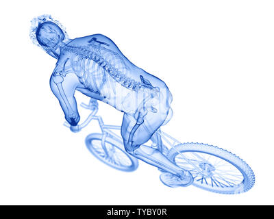 3d reso illustrazione di uno scheletro di ciclisti Foto Stock