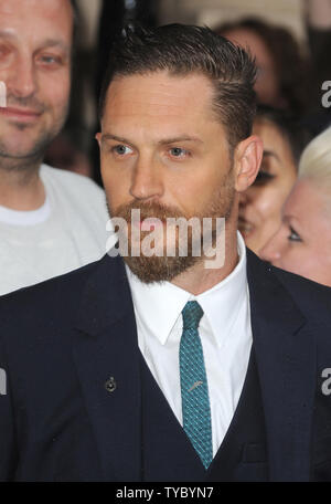 Attore inglese Tom Hardy assiste la Premiere mondiale di 'Legenda' di Odeon Leicester Square a Londra il 3 settembre 2015. Foto di Paul Treadway/UPI Foto Stock