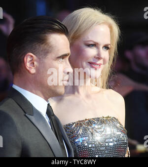 Attrice australiana Nicole Kidman e attore irlandese Colin Farrell assistere alla premiere di uccisione di un cervo sacro durante il BFI London Film Festtival a Londra il 12 ottobre 2017. Foto di Rune Hellestad/ UPI Foto Stock