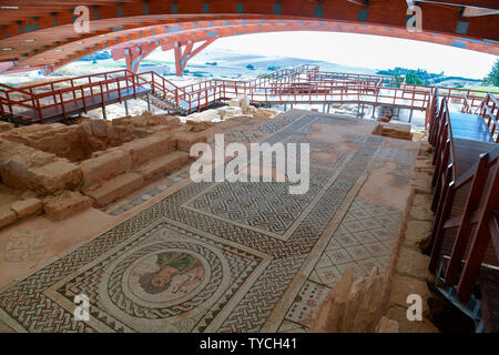 Bodenmosaik, Eustolios-Villa, Ausgrabungsstaette, Kourion, Zypern Foto Stock