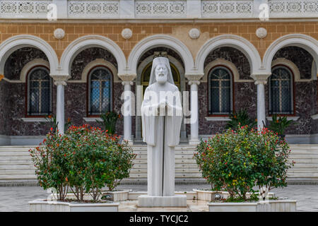 Bischofspalast, statua, Makarios III, Nikosia, Republik Zypern Foto Stock