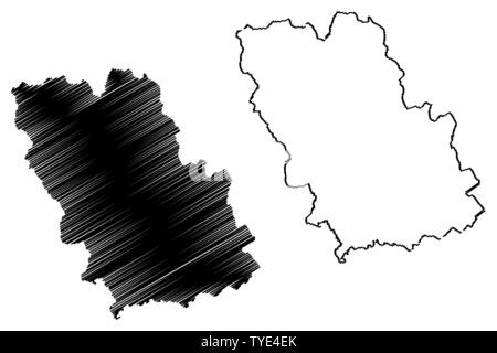 La Contea di Prahova (divisioni amministrative della Romania, Sud - sviluppo Muntenia regione) mappa illustrazione vettoriale, scribble schizzo Prahova mappa Illustrazione Vettoriale