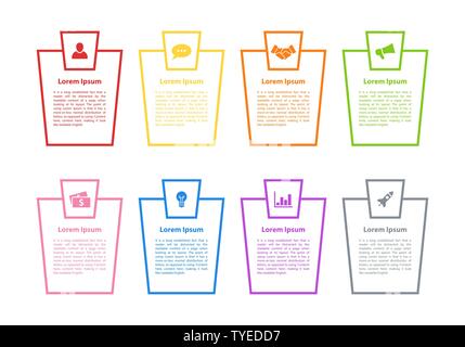 Infografico business design concept illustrazione vettoriale con 8 opzioni o le fasi o processi rappresentano il flusso di lavoro o di diagramma Illustrazione Vettoriale