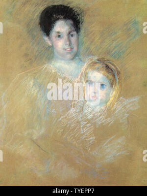 Mary Cassatt - Madre sorridente con sobri di fronte bambino C 1894 Foto Stock