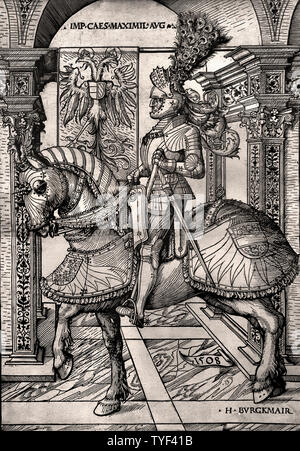 L'imperatore Massimiliano a cavallo, Hans Burgkmair, 1473-1531, Tedesco, Germania, Foto Stock