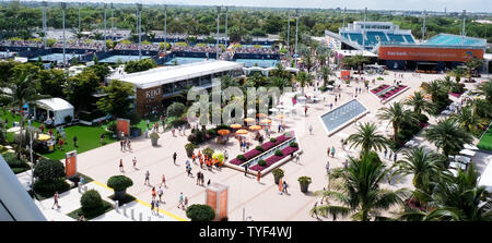 La nuova home page del Miami aperto viene visto dalla parte superiore dello stadio al Hard Rock Stadium di Miami, in Florida, il 21 marzo 2019. Foto di Gary mi Rothstein/UPI Foto Stock