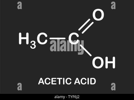 Illustrazione di acido acetico di formula su sfondo scuro Illustrazione Vettoriale