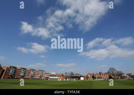 Vista generale del gioco durante il Cambridge MCCU vs Essex CCC, INGLESE UNIVERSITÀ MCC corrispondono a Cricket Fenners il 28 marzo 2019 Foto Stock