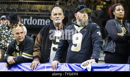 New Orleans Saints tifosi guardare il Los Angeles Rams7celebrare la loro sconfitta dei New Orleans Saints nel campionato NFC al Mercedes-Benz Superdome di New Orleans il 20 gennaio 2019. I Rams sconfitti i santi 26-23 in lavoro straordinario per passare al Super Bowl Llll. Foto di Mark Wallheiser/UPI Foto Stock