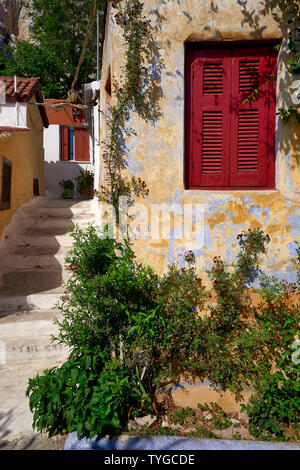 Atene Grecia. Il pittoresco quartiere Anafiotika Foto Stock