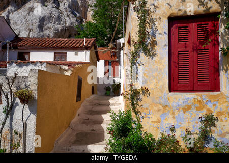 Atene Grecia. Il pittoresco quartiere Anafiotika Foto Stock