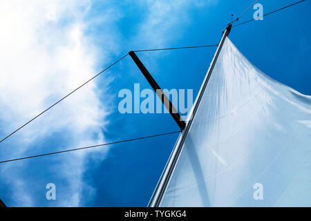 Vela principale di uno yacht Foto Stock