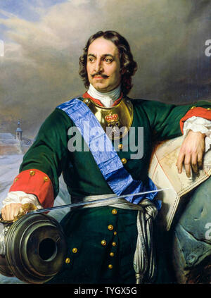 Pietro il Grande di Russia, 1672-1725, ritratto dipinto da Paul Delaroche, 1838 Foto Stock