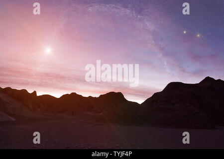 3D rendering di un alieno rocky planet Foto Stock