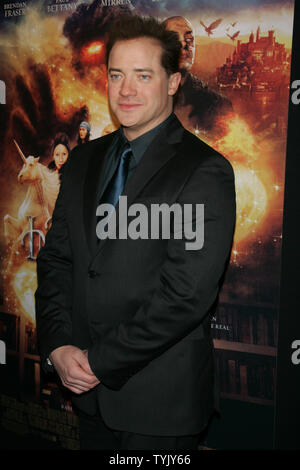 Brendan Fraser arriva per la prima assoluta di "Inkheart" a AMC Loews Lincoln Square Theatre di New York il 15 gennaio 2009. (UPI foto/Laura Cavanaugh) Foto Stock