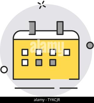 Edificio scolastico e la relativa icona. Appartamento moderno stile design. Vettore semplice icona illustrazione per la pagina del sito web, marketing mobile app, elemento di design sul retro bianco Illustrazione Vettoriale