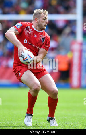 26 Maggio 2019 , Anfield Stadium, Liverpool, in Inghilterra; Dacia Magic Weekend, Betfred Super League Round 16, Leeds Rhinos vs London Broncos ; Giordania Abdull (6) di London Broncos in azione Credit: Craig Thomas/news immagini Foto Stock