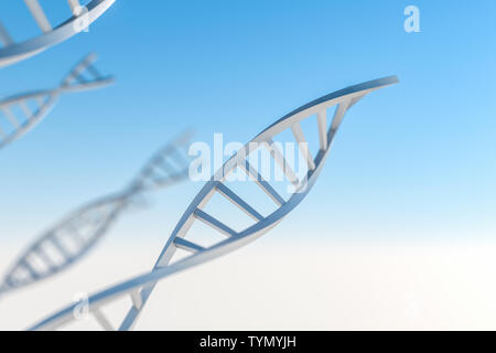 Tridimensionale, rendering di DNA con linea divergente sfondo tecnologico Foto Stock