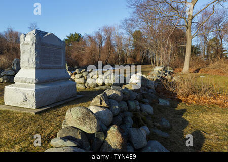 Muro di pietra a Odiorne Point State Park in segale, New Hampshire USA durante i mesi primaverili Foto Stock