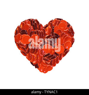 Cuore realizzato a partire da cellule di sangue rosso, campagna per la donazione del sangue concept Foto Stock