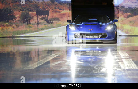 General Motors GM Company svela il 2015 Chevrolet Corvette Z06 convertibile è svelata in una Chevrolet press eventi come parte del New York International Auto Show di New York City il 15 aprile 2014. UPI/John Angelillo Foto Stock