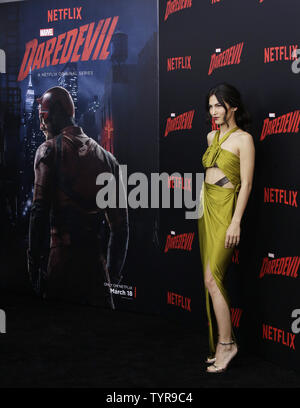 Elodie Yung arriva sul tappeto rosso al Daredevil Stagione 2 Premiere a AMC Loews Lincoln Square 13 teatro di Marzo 10, 2016 a New York City. Foto di Giovanni Angelillo/UPI Foto Stock