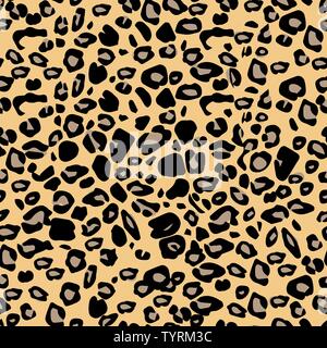 Vector nero e arancione leopard spots seamless pattern sfondo texture. Classic stampa animale perfetto per carta da parati, sfondi, il design di prodotto, o Illustrazione Vettoriale