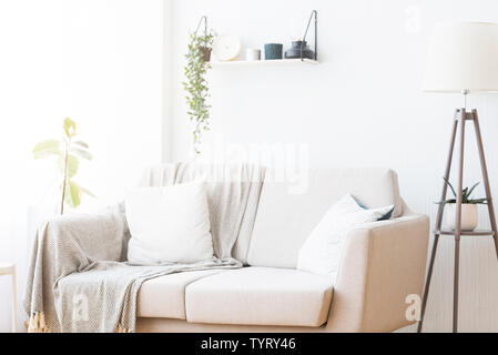 Interni dal design moderno di soggiorno con confortevole arredamento Foto Stock