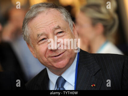 Presidente della Federazione Internationale de l'Automobile Jean Todt arriva al venturi Formula e presentazione della squadra in Visitor's hall del palazzo delle Nazioni Unite sulla luglio 12, 2018 a New York City. Foto di Dennis Van Tine/UPI Foto Stock