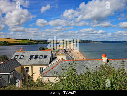 SLAPTON SANDS, Devon, Inghilterra - 15 Luglio 2012: Vista di Slapton Sands Beach e il lago. Questa era la posizione di esercizio Tiger, le prove per la Foto Stock