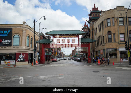 Cancello di ingresso a Chicago chinatown IL USA Foto Stock