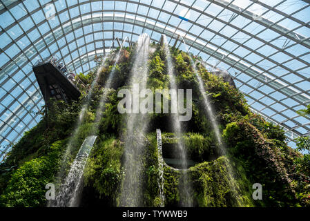 Ottobre 02, 2018: Cloud Forest, giardino botanico con la più alta cascata artificiale nel mondo. Giardini della baia. Singapore Foto Stock